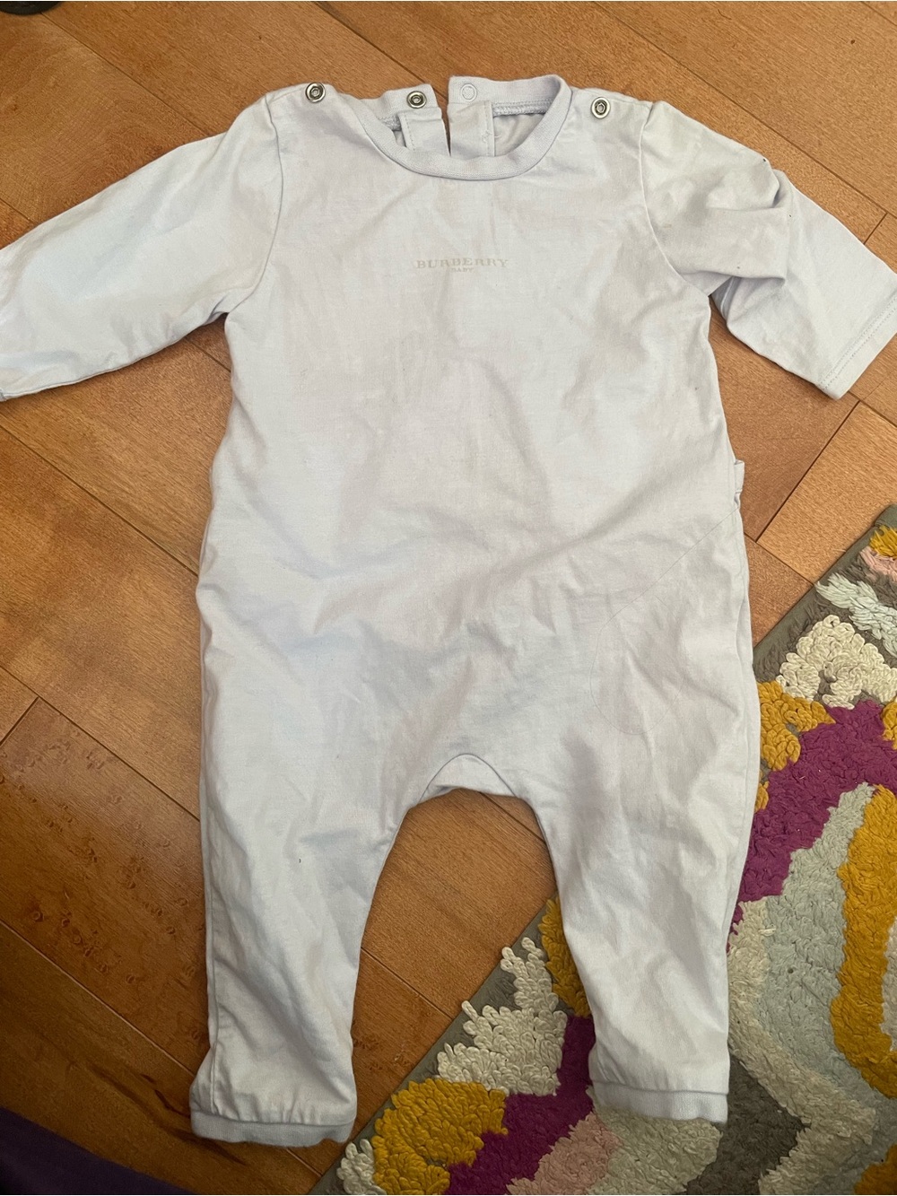 Burberry Pale Blue Infant One-Piece Footie Romper
